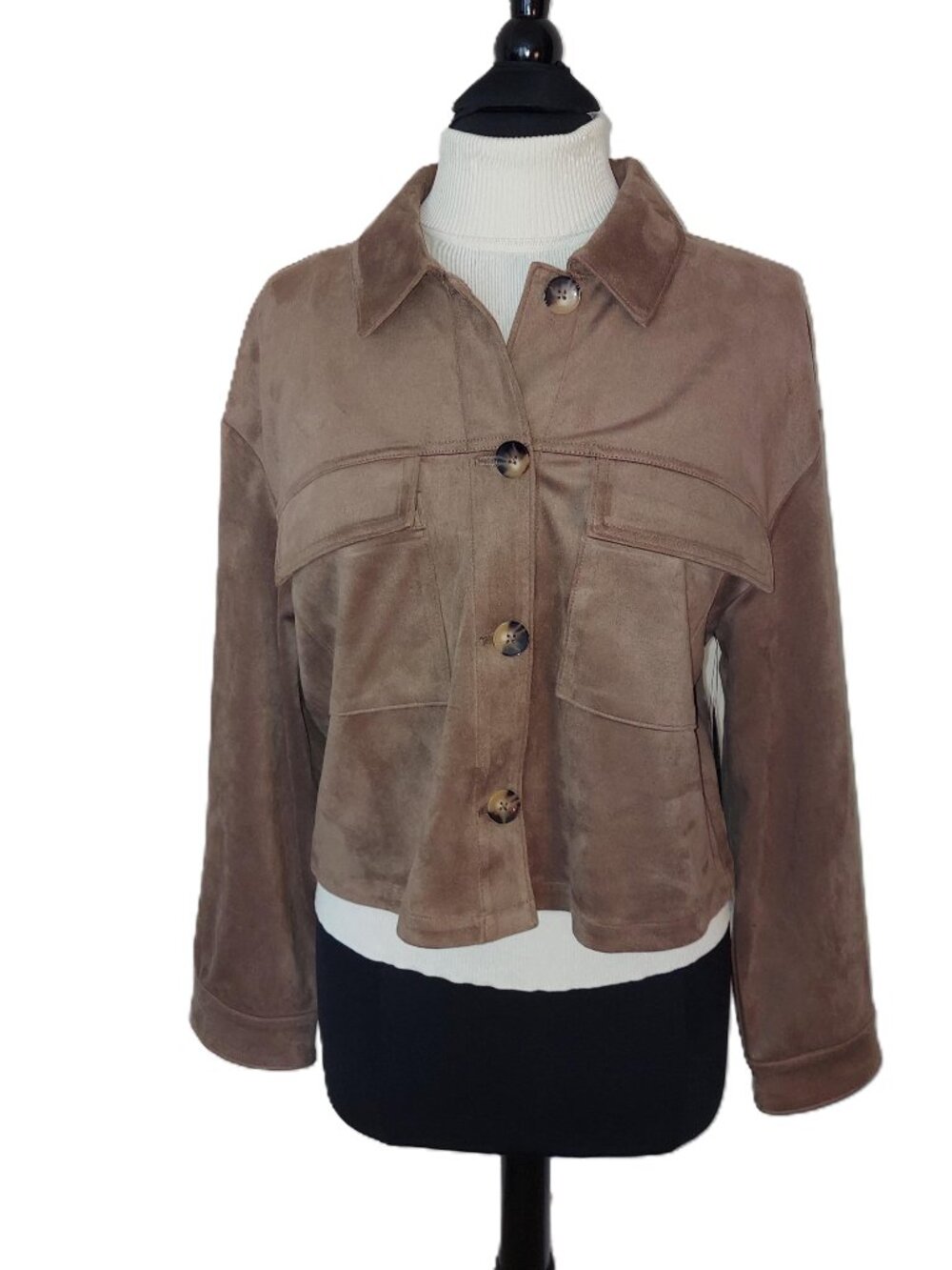 Vince Camuto Women's Faux-Suede Cropped Jacket SZ L